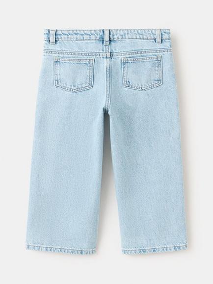 Mango Kids' Star Embellished Straight Leg Jeans, Light Blue - view 2, Light Blue