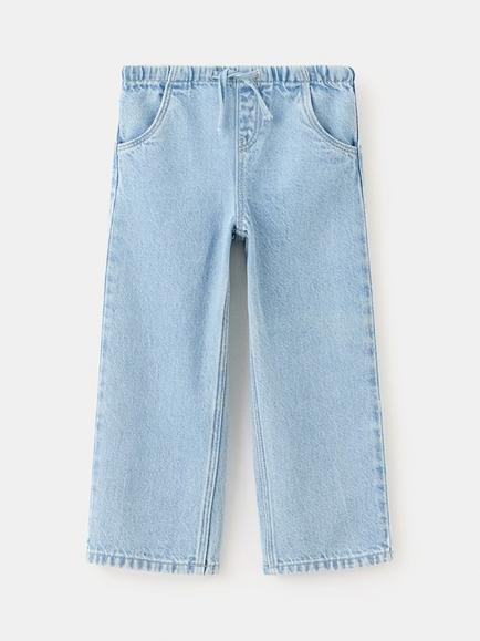 Mango Kids' Mid Rise Drawstring Waist Jeans, Blue, Blue