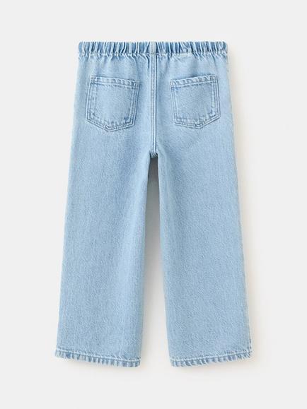 Mango Kids' Mid Rise Drawstring Waist Jeans, Blue - view 2, Blue