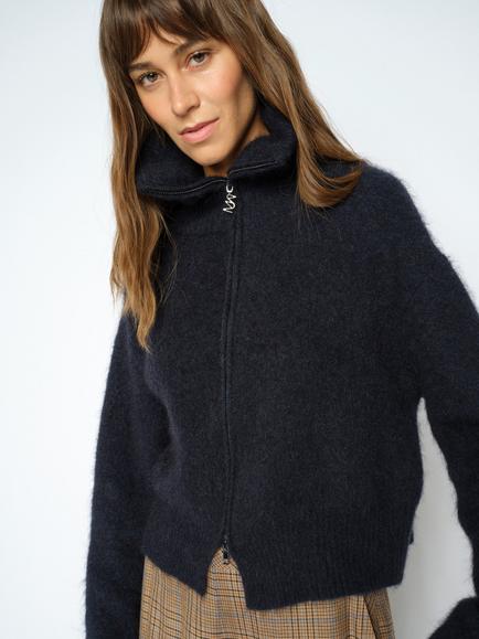 MOS MOSH Mmhulda Zip Through Cardigan, Salute Navy - view 2, Salute Navy