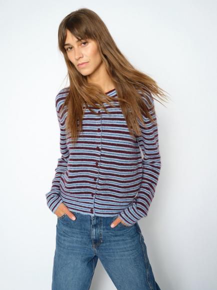 MOS MOSH Mmmilvi Striped Cardigan, Port Royale/Blue, Port Royale/Blue