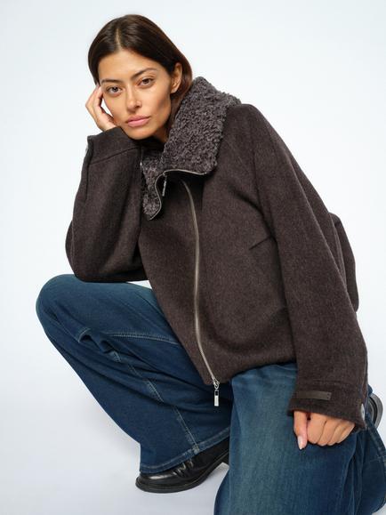 MOS MOSH Mmbellamy Loisa Wool Rich Zip Through Jacket, Delicioso - view 2, Delicioso