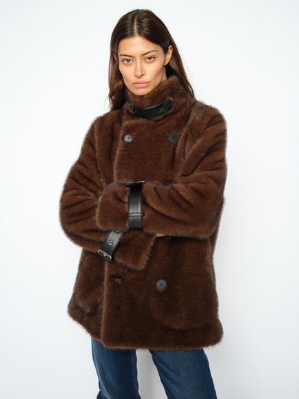 MOS MOSH Mmnanette Double Breasted Faux Fur Coat, Delicioso - view 2, Delicioso