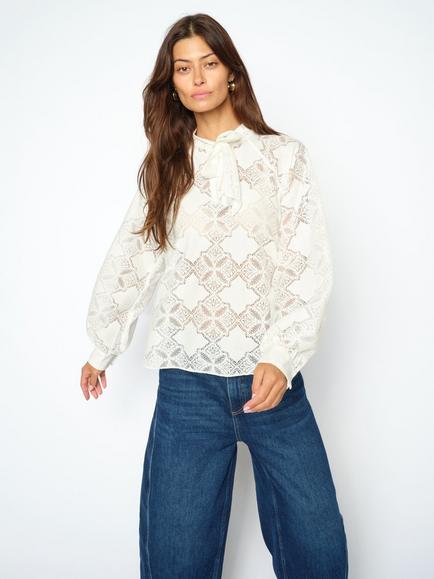 MOS MOSH Mmtamlyn Lace Long Sleeve Top, Ecru, Ecru