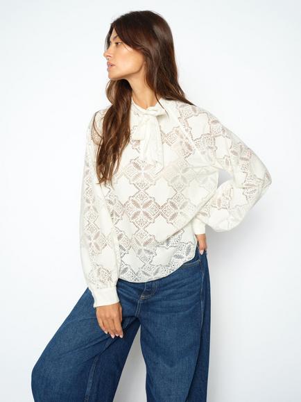 MOS MOSH Mmtamlyn Lace Long Sleeve Top, Ecru - view 2, Ecru
