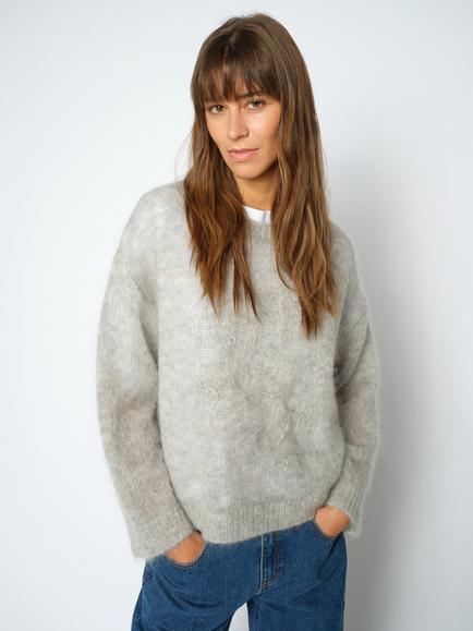 MOS MOSH Mmaroa Bernat Mohair Blend Jumper, Light Grey Melange, Light Grey Melange