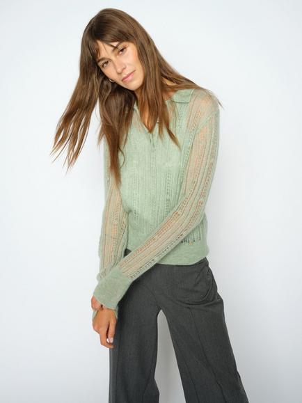 MOS MOSH Mmilma Lightweight Polo Jumper, Frosty Green, Frosty Green