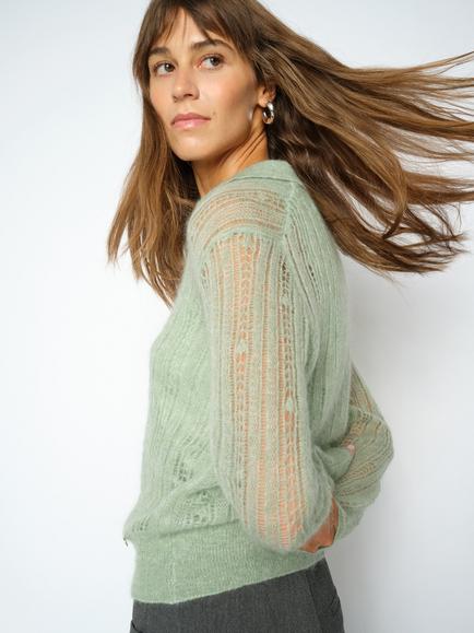 MOS MOSH Mmilma Lightweight Polo Jumper, Frosty Green - view 2, Frosty Green
