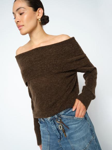 MOS MOSH Mmmape Bardot Knit Jumper, Delicioso - view 2, Delicioso