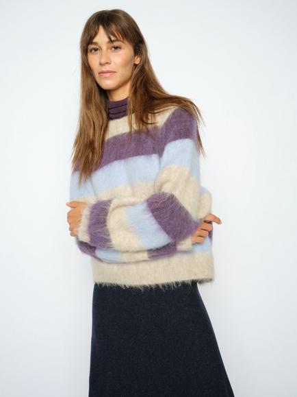 MOS MOSH Mmsuvi Stripe Alpaca Blend Jumper, Sweet Grape, Sweet Grape