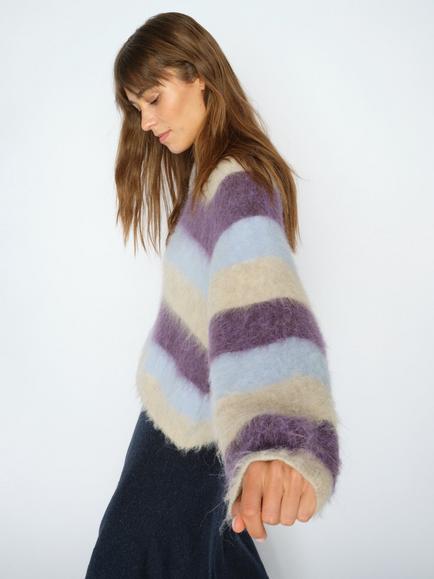 MOS MOSH Mmsuvi Stripe Alpaca Blend Jumper, Sweet Grape - view 2, Sweet Grape
