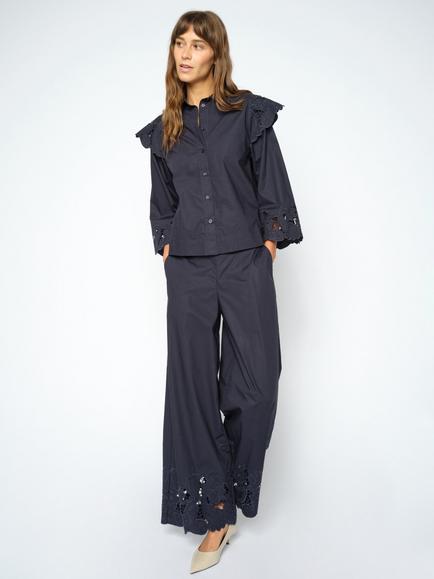 MOS MOSH Mmheime Lace Hem Trousers, Salute Navy, Salute Navy