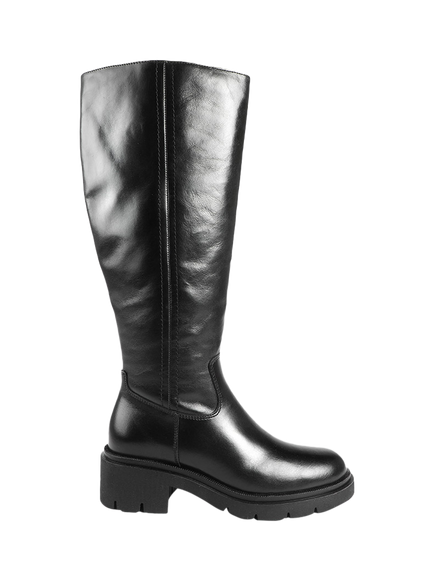 Jones Bootmaker Domino Leather Chunky Calf Boots, Black, Black