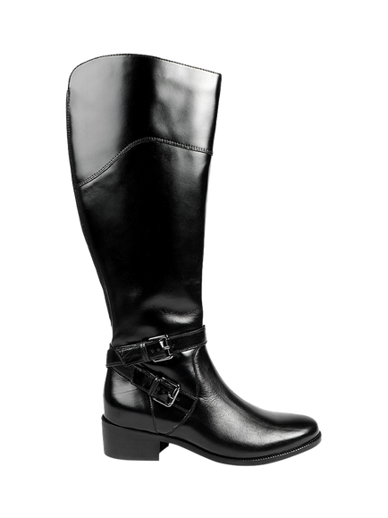 Jones Bootmaker Phoebe 1 Leather Extra Slim Calf Boots, Black, Black