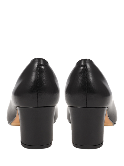 Jones Bootmaker Zoey Leather Scallop Heeled Courts, Black - view 2, Black