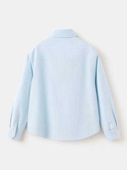 Mango Kids' Camisa Long Sleeve Cotton Shirt, Sky Blue - view 2, Sky Blue