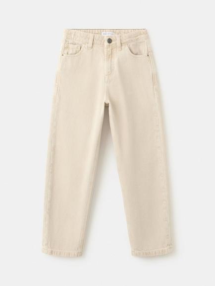 Mango Kids' Mid Rise Straight Tailored Jeans, Sand, Sand