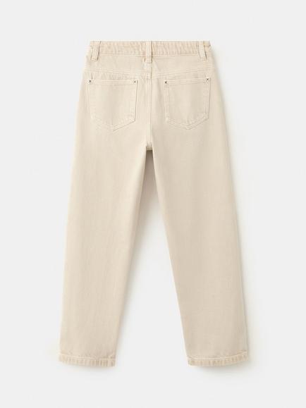 Mango Kids' Mid Rise Straight Tailored Jeans, Sand - view 2, Sand