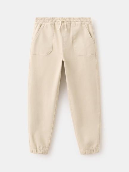 Mango Kids' Pantalon Drawstring Trousers, Beige