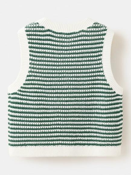 Mango Kids' Sleeveless Round Neck Knitted Vest, Green - view 2, Green