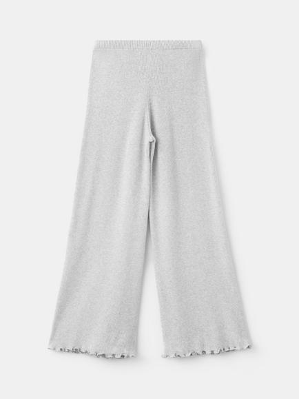 Mango Kids' Pantalon Ribbed Knit Wide Leg Trousers, Light Grey Melange - view 2, Light Grey Melange