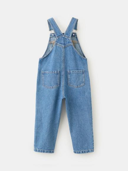 Mango Kids' Heritage Utility Relaxed Dungarees - view 2, Mid Blue
