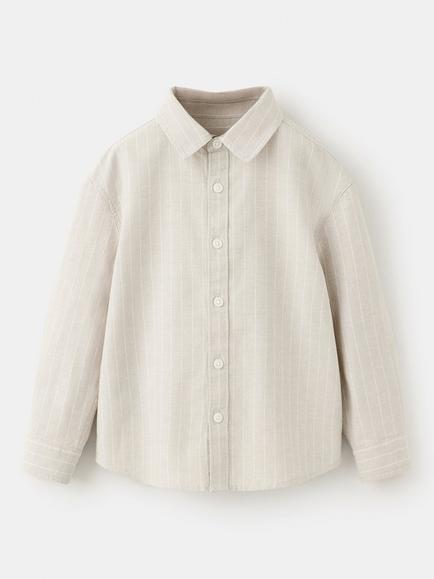 Mango Kids' Button Down Regular Fit Shirt, Sand