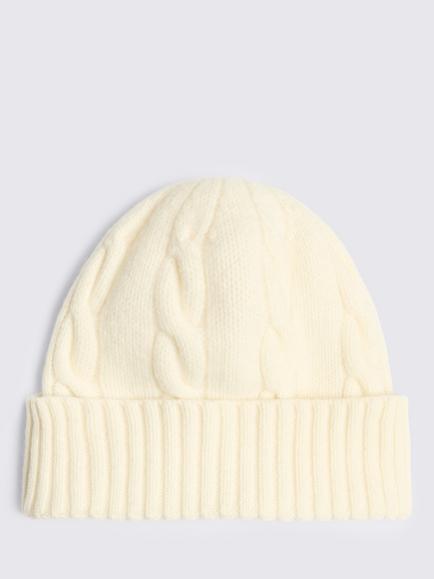 Moss Cable Knit Wool Beanie, Off White, Off White