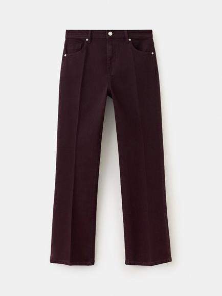 Mango Mid-Rise Tailored Straight Jeans, Wine, Wine