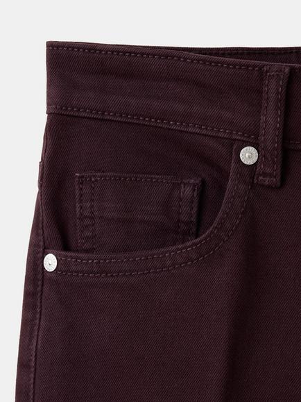 Mango Mid-Rise Tailored Straight Jeans, Wine - view 2, Wine