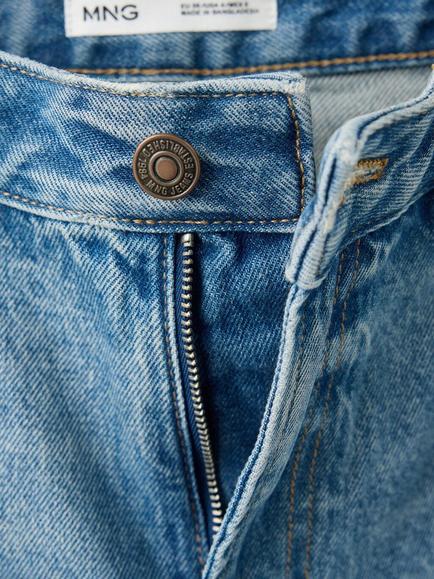 Mango Mid Rise Straight Leg Jeans, Blue - view 2, Blue
