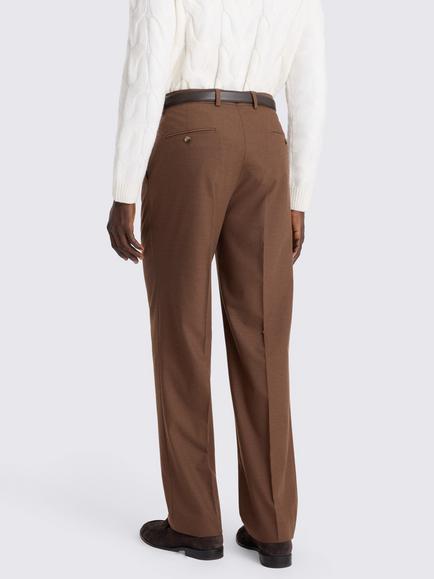 Moss Relaxed Fit Flannel Suit Trousers, Chestnut Brown - view 2, Chestnut Brown