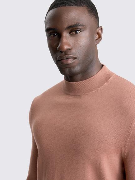 Moss Merino Wool Mock Neck Jumper - view 2, Dusty Pink