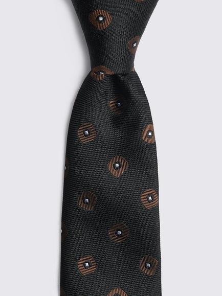 Moss Silk Square Geo Tie, Black/Copper, Black/Copper