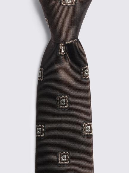 Moss Silk Medallion Tie, Dark Brown, Dark Brown