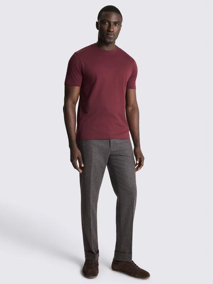 Moss Cotton Crew-Neck T-Shirt, Burgundy Red - view 2, Burgundy Red