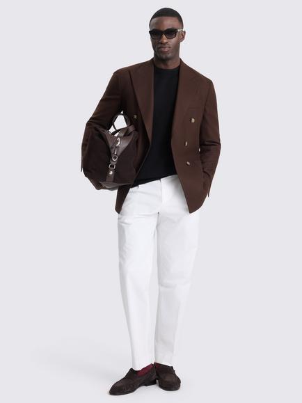 Moss Wool Blend Double Breasted Jacket, Dark Chestnut Brown - view 2, Dark Chestnut Brown
