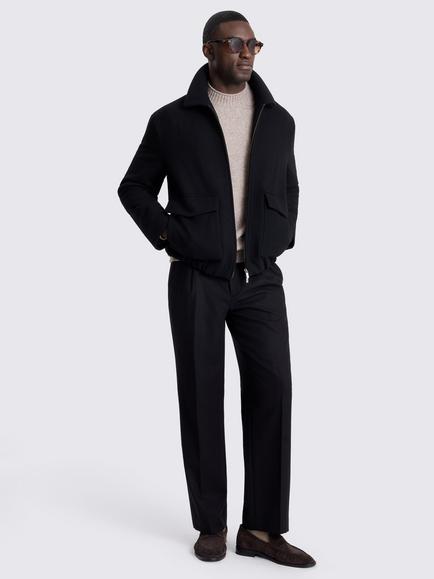 Moss Wool Blend Blouson Jacket, Black - view 2, Black