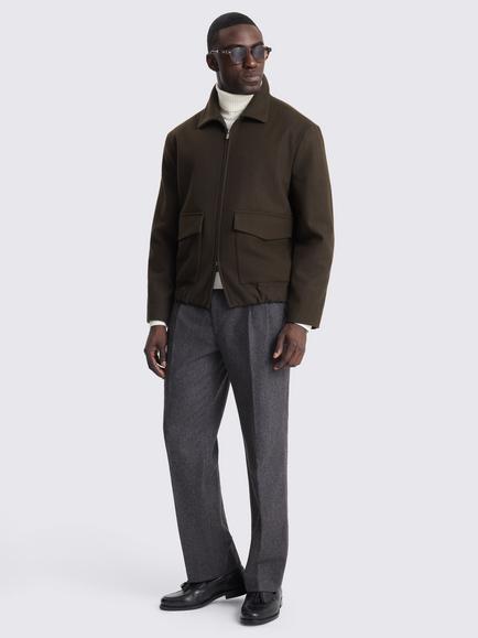Moss Wool Blend Blouson Jacket, Khaki Green - view 2, Khaki Green