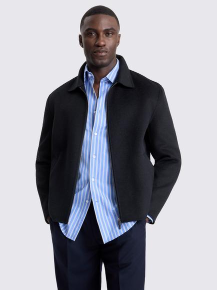 Moss Wool Blend Jacket, Navy Blue, Navy Blue