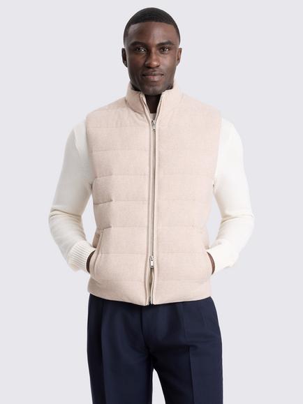 Moss Flannel Zip Gilet, Oatmeal, Oatmeal