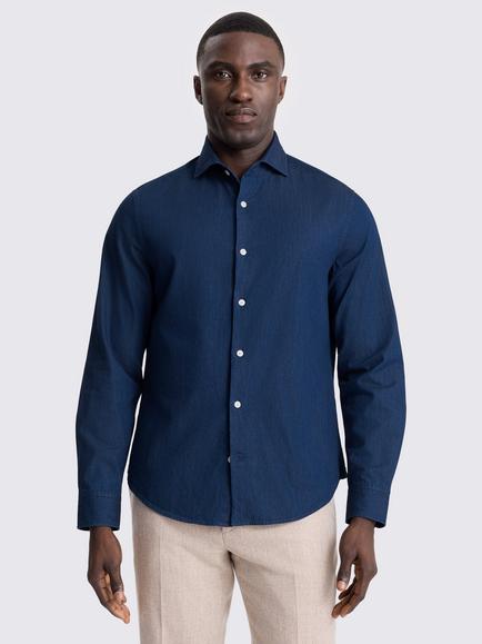 Moss Cotton Denim Shirt, Dark Blue, Dark Blue