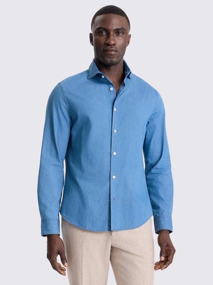 Moss Cotton Denim Shirt, Light Blue, Light Blue