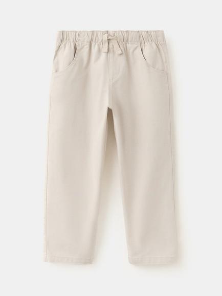 Mango Kids' Mid Rise Elastic Waist Straight Trousers, Blue, Sand