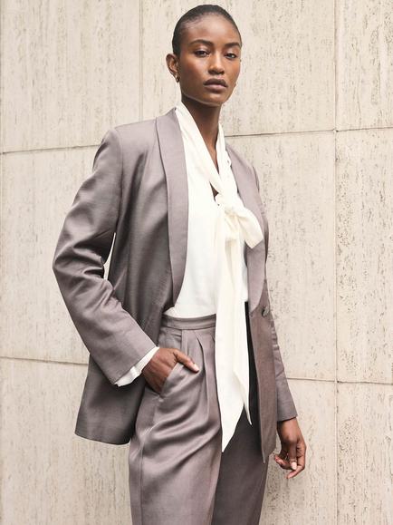 Mint Velvet Double Breasted Blazer, Brown - view 2, Brown