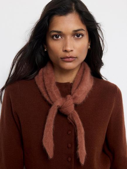 Mint Velvet Brushed Wool Mini Neck Scarf, Orange - view 2, Orange