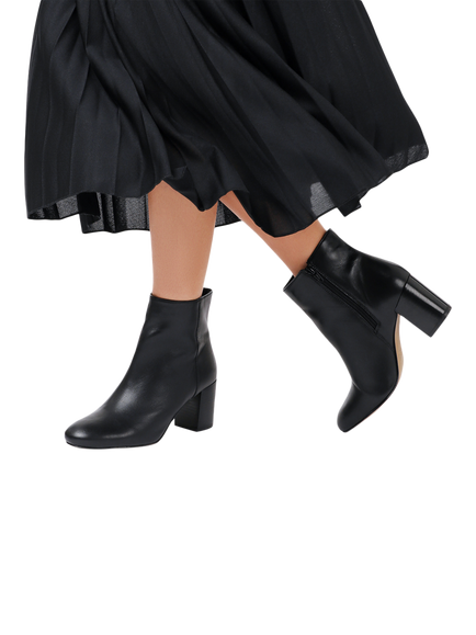 Jones Bootmaker Neptune Wide Fit Leather Heeled Ankle Boots, Black - view 2, Black