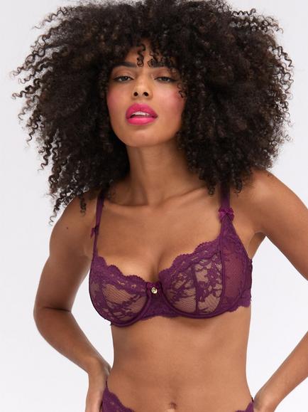 Boux Avenue Veronique Non-Padded Underwired Balconette Bra, Plum