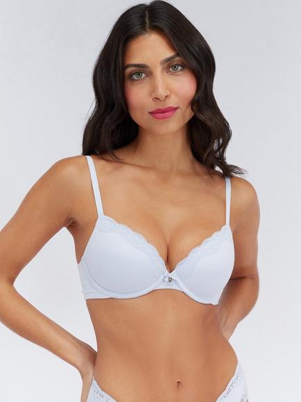 Boux Avenue Softest Ever Underwired Padded Plunge Bra, Arctic Blue