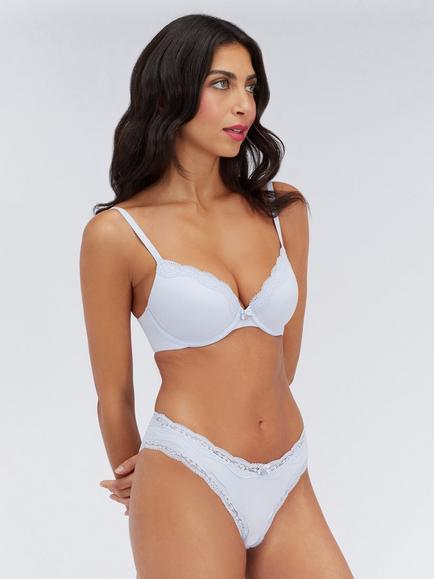 Boux Avenue Softest Ever Underwired Padded Plunge Bra - view 2, Arctic Blue